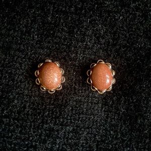 Vintage Goldstone Stud Earrings